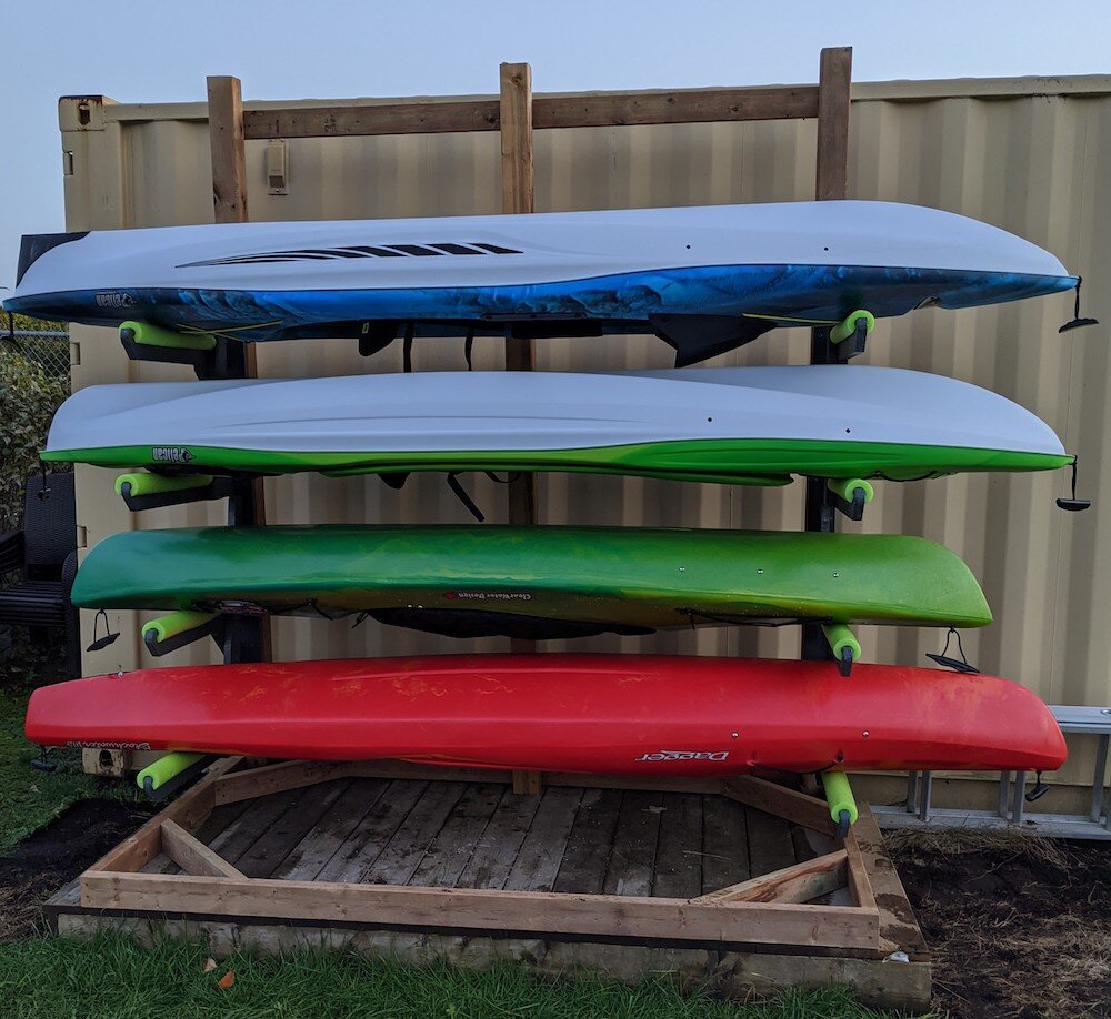 Wall Mounted 1 Rack SUP / Kayak (Stackable) - 4 Units Stacked - Storage Rack Solutions