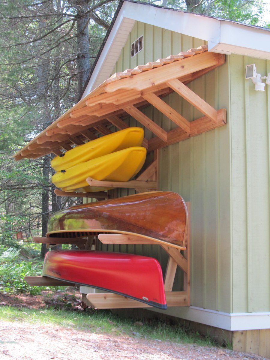 Deluxe Roofed Wood Racks - Half Roof Wall Mounted - Storage Rack Solutions