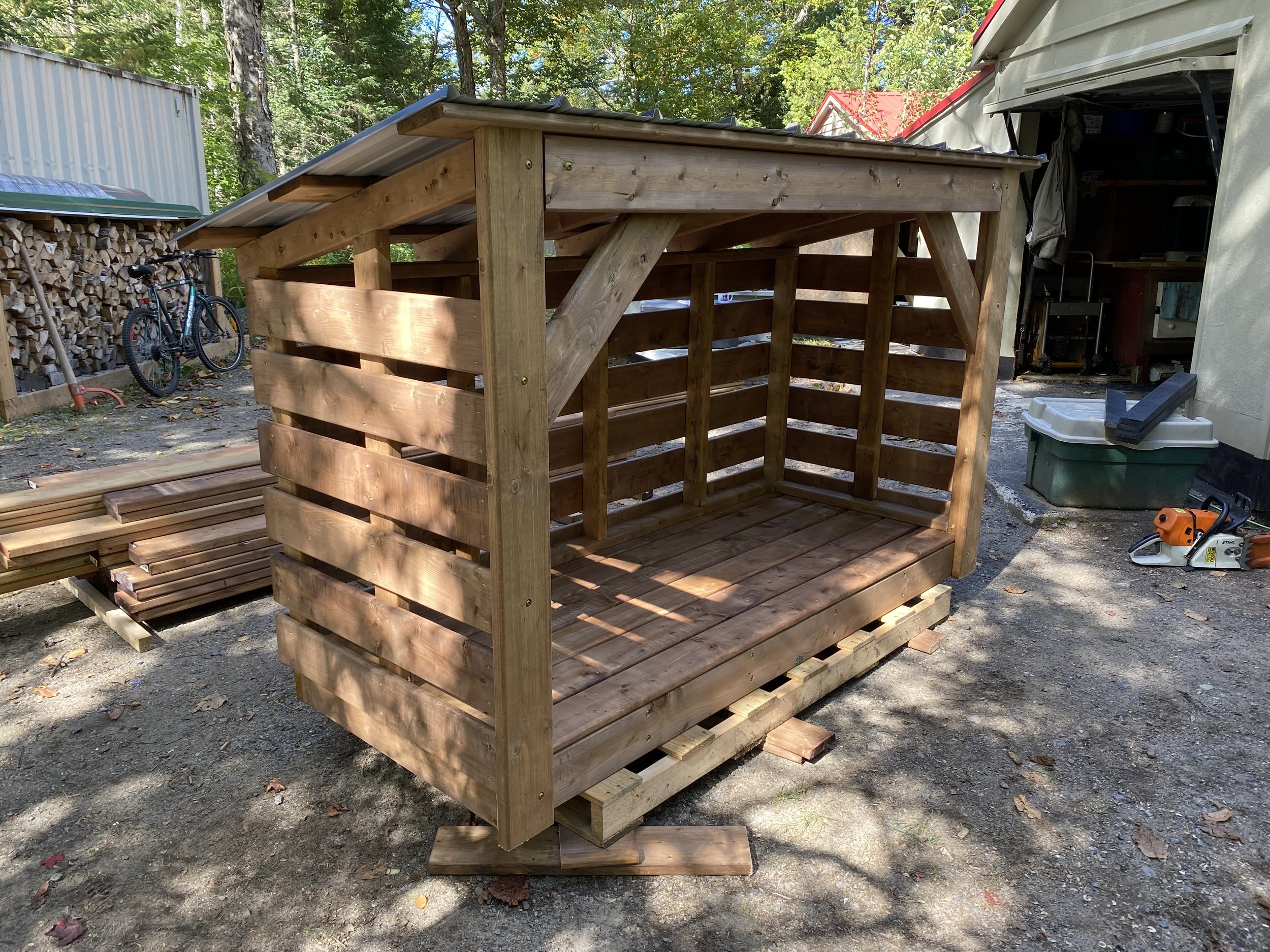 Medium Fire Wood Roofed Shelters - Storage Rack Solutions