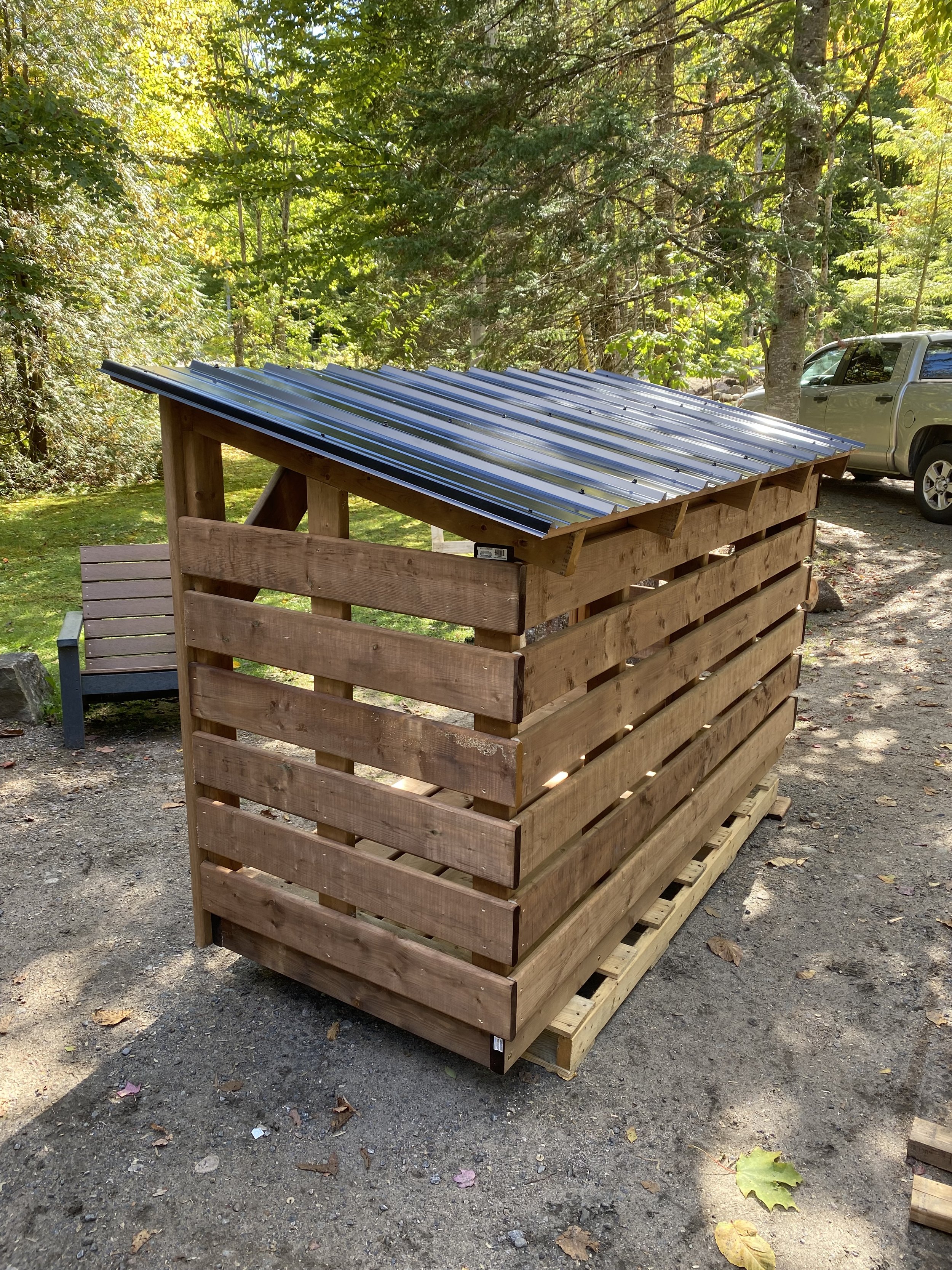 Medium Fire Wood Roofed Shelters - Storage Rack Solutions