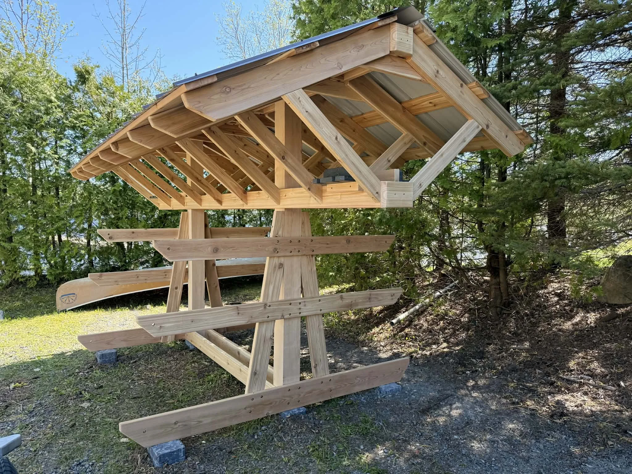 Deluxe Roofed Wood Racks - Full Roof Free Standing - Storage Rack Solutions