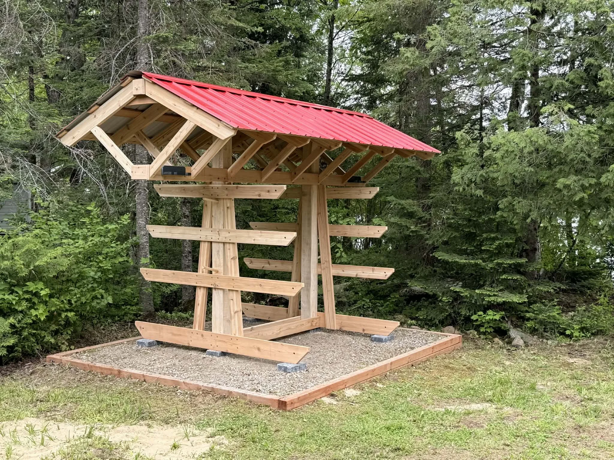 Deluxe Roofed Wood Racks - Full Roof Free Standing - Storage Rack Solutions