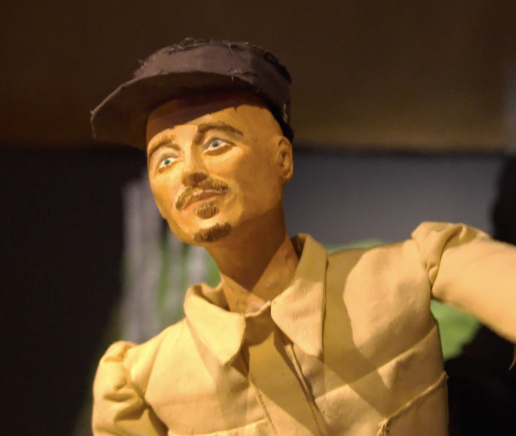 Puppet of Nikolai Bukharin looking up