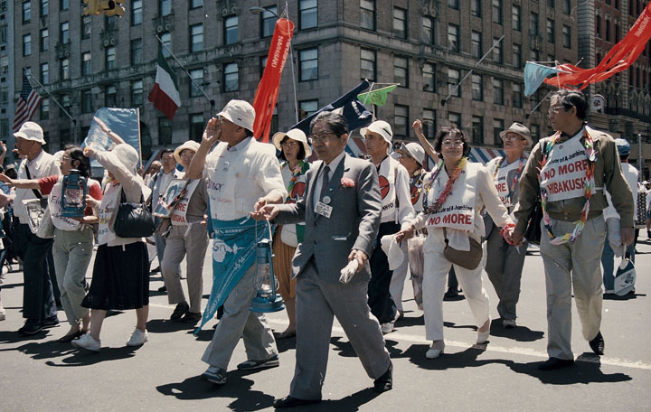  Survivors of the atomic bombings of Hiroshima and Nagasaki by the U.S. were among the marchers. 