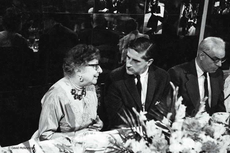 Jeannette Rankin and WRL board member Roy Finch. Rankin was awarded the first WRL Peace Award. New York City, 1958.