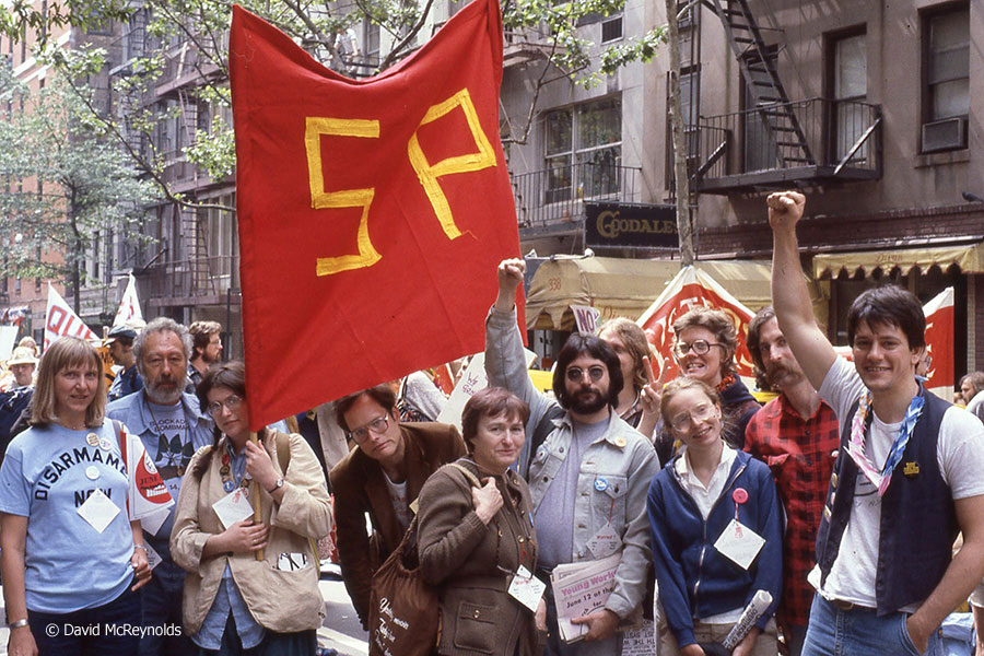 SP contingent at the second Special Session on Disarmament march, June 12, 1982, NYC.