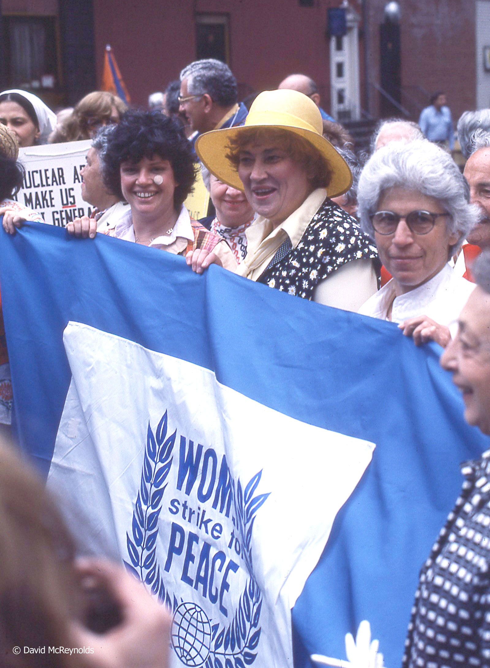 Bella Abzug in hat marching during the Special Session on Disarmament Demonstration, May 27, 1978. 