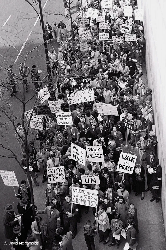 The EASTER WALK FOR PEACE — with feeder marches from New Haven and Philadelphia — converges on the U.N. April 4, 1958.