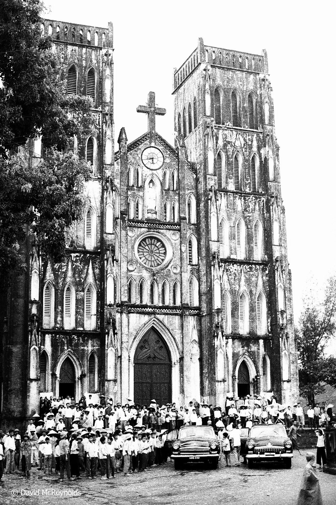  Catholic Church and congregation after mass. Hanoi, 1971. 