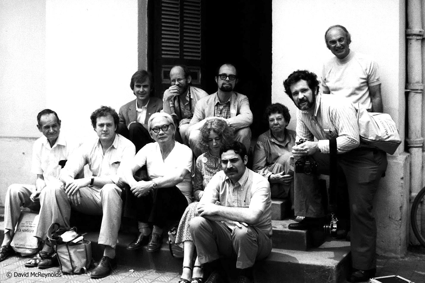  The group visited a hospital in Hanoi, hosted by Dr. Tung, seated middle front. Tour leader Don Luce is leaning in at right, and Jerry Elmer is seated, right front. Photo by unknown photographer with David’s camera. 