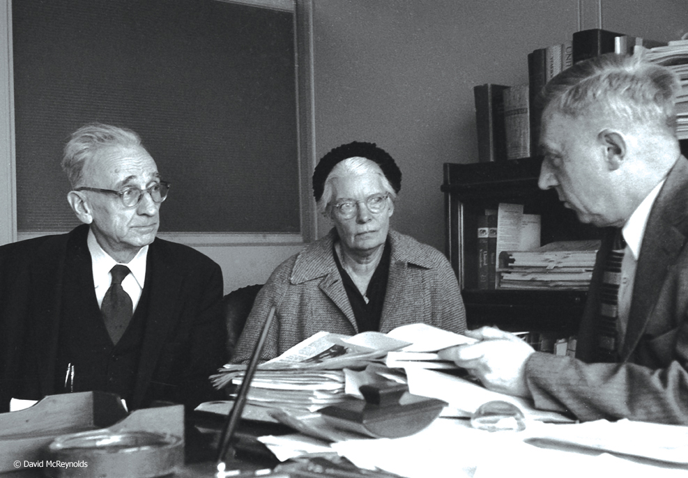  AJ Muste (left) and Dorothy Day (center) at a UN Meeting in January, 1959. 