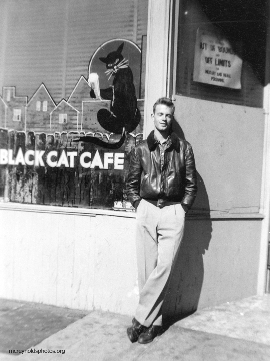  In San Francisco visiting his friend Alvin Ailey.  Photo by Alvin Ailey. Circa 1952 . The  Black Cat Cafe  was a popular bohemian/gay hangout. 