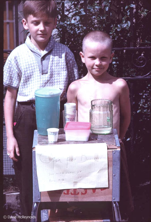  “Open for Business” Ice cold water 1¢ Kool Aid 1¢. NYC, late 50s/early 60s. 