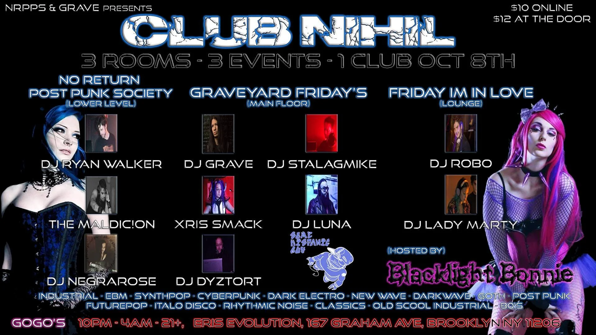 CLUB NIHIL DEBUT: No Return Post Punk Society, Graveyard Fridays, & Friday I'm in Love - Both Floors at Eris This Friday!