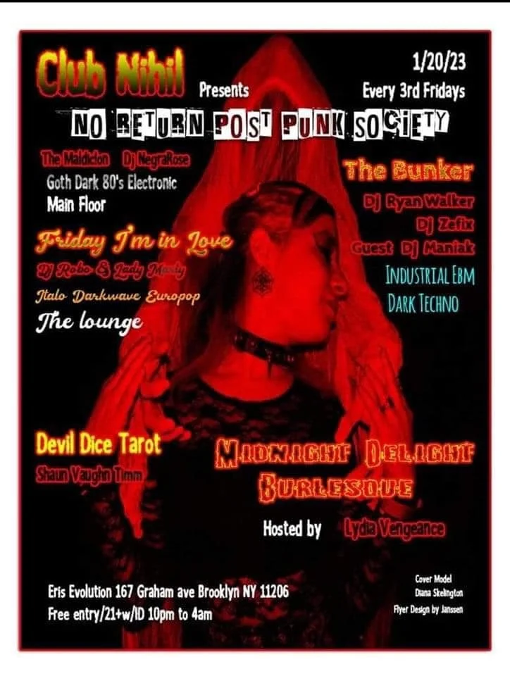Club Nihil: No Return Post Punk Society with Burlesque and feat. Guest DJ Maniak -- NO COVER