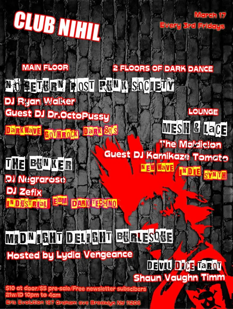 Club Nihil: Post Punk Society with Midnight Burlesque and Guest DJs Dr. OctoPussy & Kamikaze Tomato
