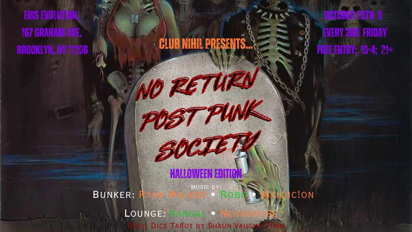 Club Nihil: No Return Post Punk Society Halloween Dark Dance Party at Eris - NO COVER