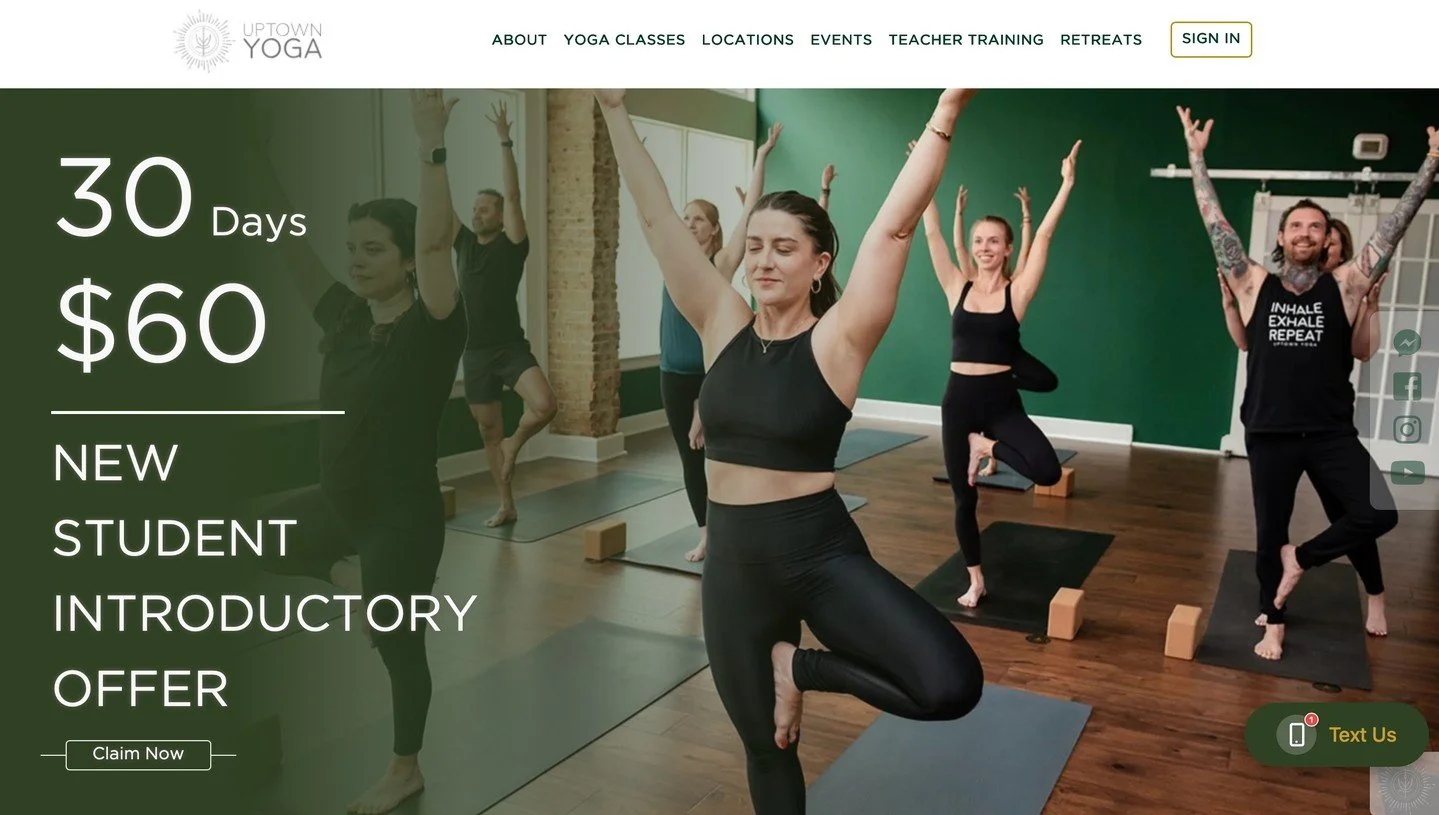 Local celebrity status unlocked ๐
Just casually gracing the homepage of @UptownYoga (that's me in the back row on the left). ๐
Huge shoutout to Uptown Yoga for the feature — and for being one of the best spots in Dallas to move, breathe, an