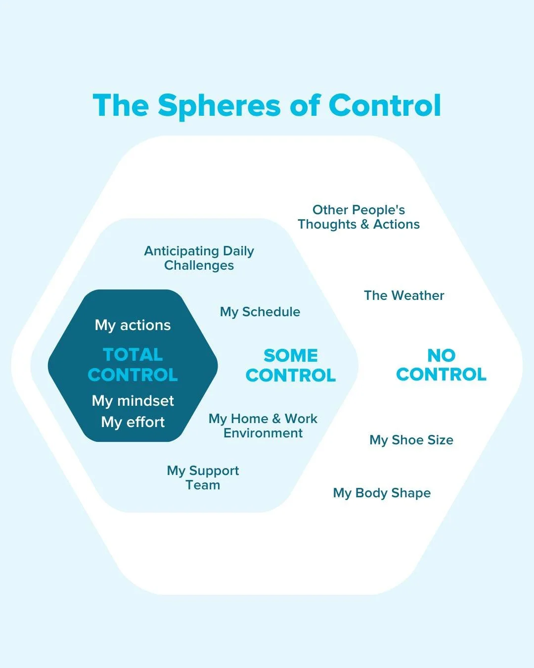 When you fixate on what you CAN'T control, you get stuck in a negativity zone. Progress stalls, and life feels harder than it should.

On the other hand, by placing your attention on what you CAN control, you&rsquo;ll feel calmer and more capable of 