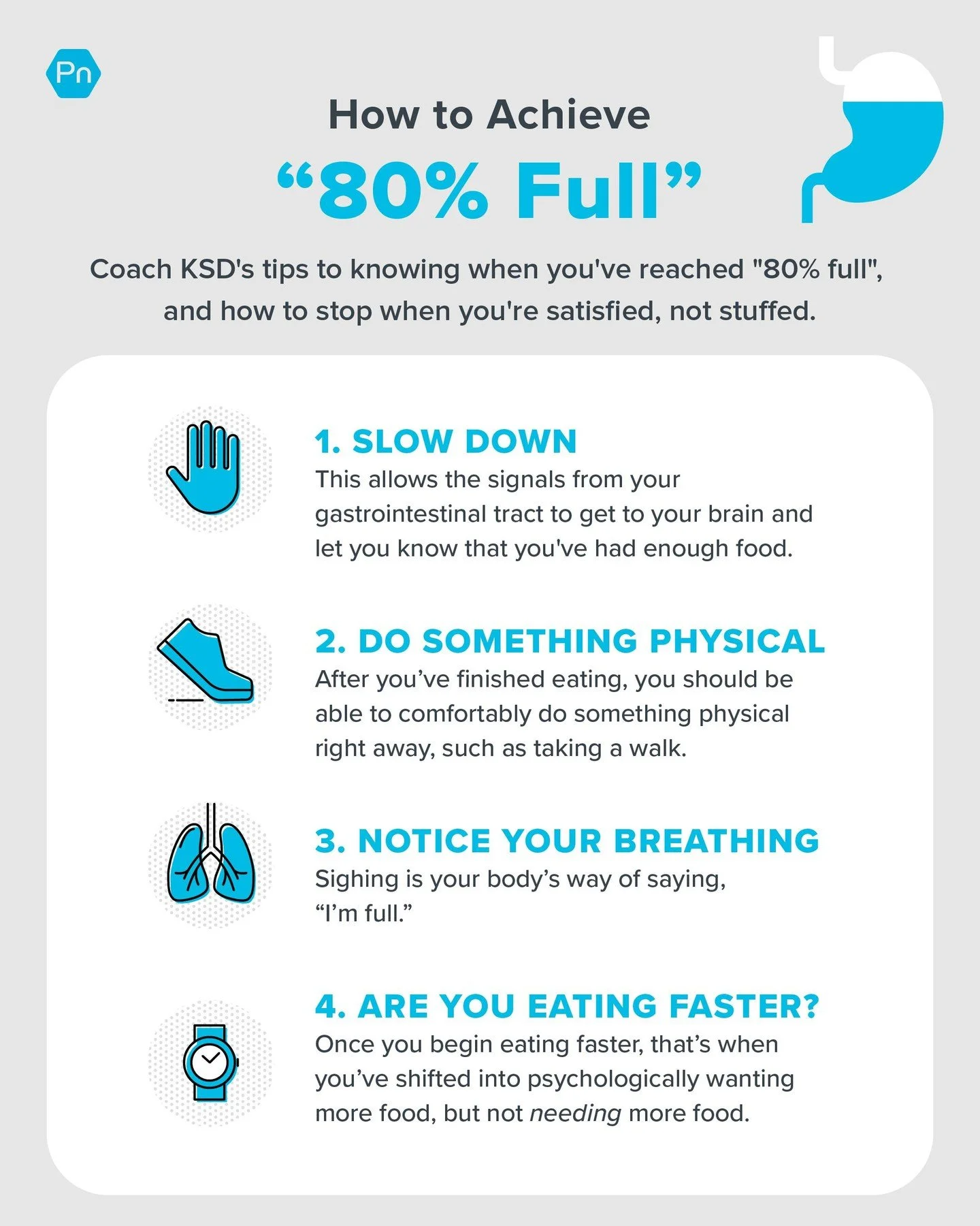 "How do I know when I've reached 80% full?" This is a question I hear a lot from clients.

😋 So here's a handy visual guide to help you know when you've reached 80% full, and how to stop when you're
satisfied, not stuffed. "
.
.
.
.
#