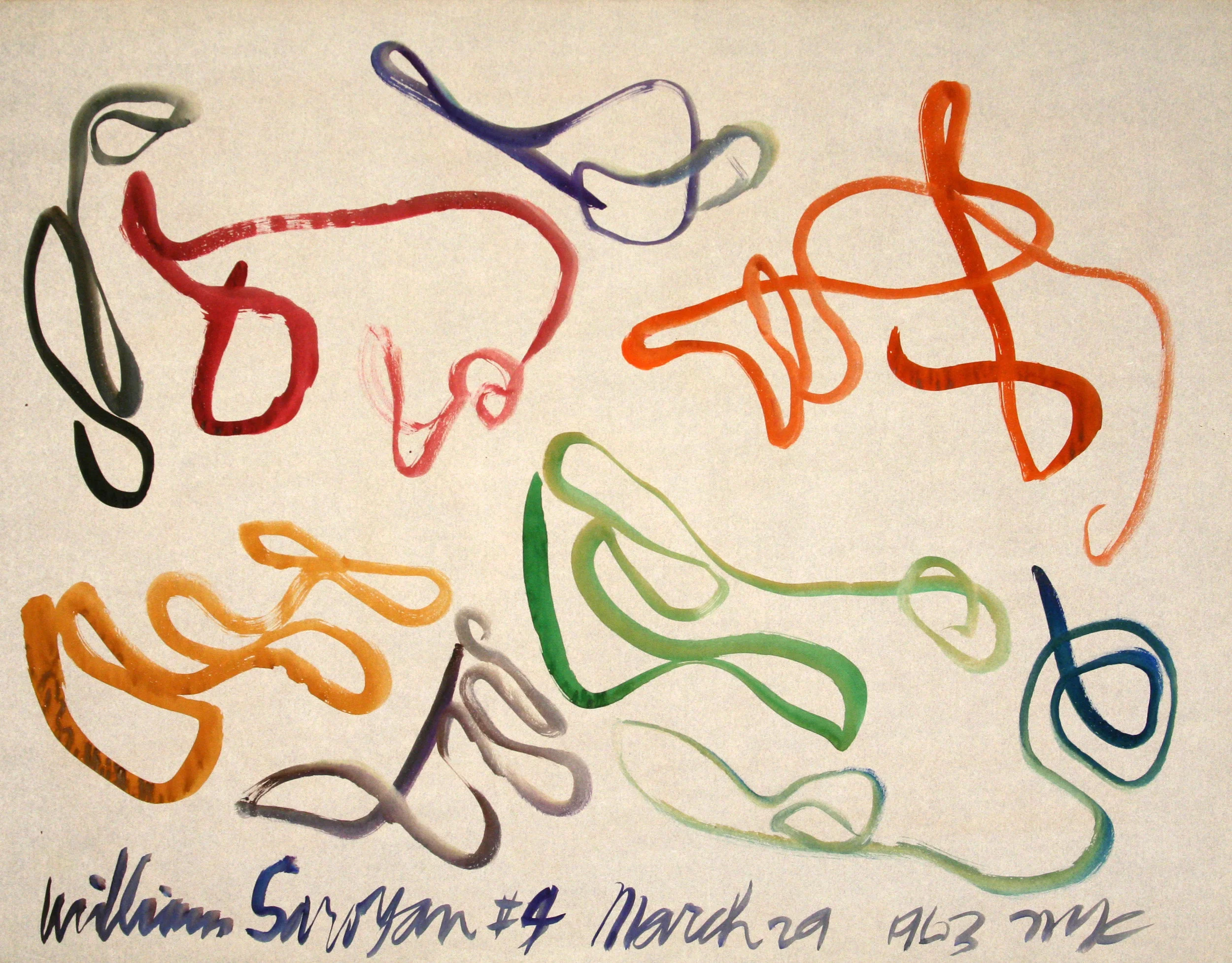 William Saroyan #4 March 29, 1963 NYC 18.5" x 24" Watercolor on paper $9,200