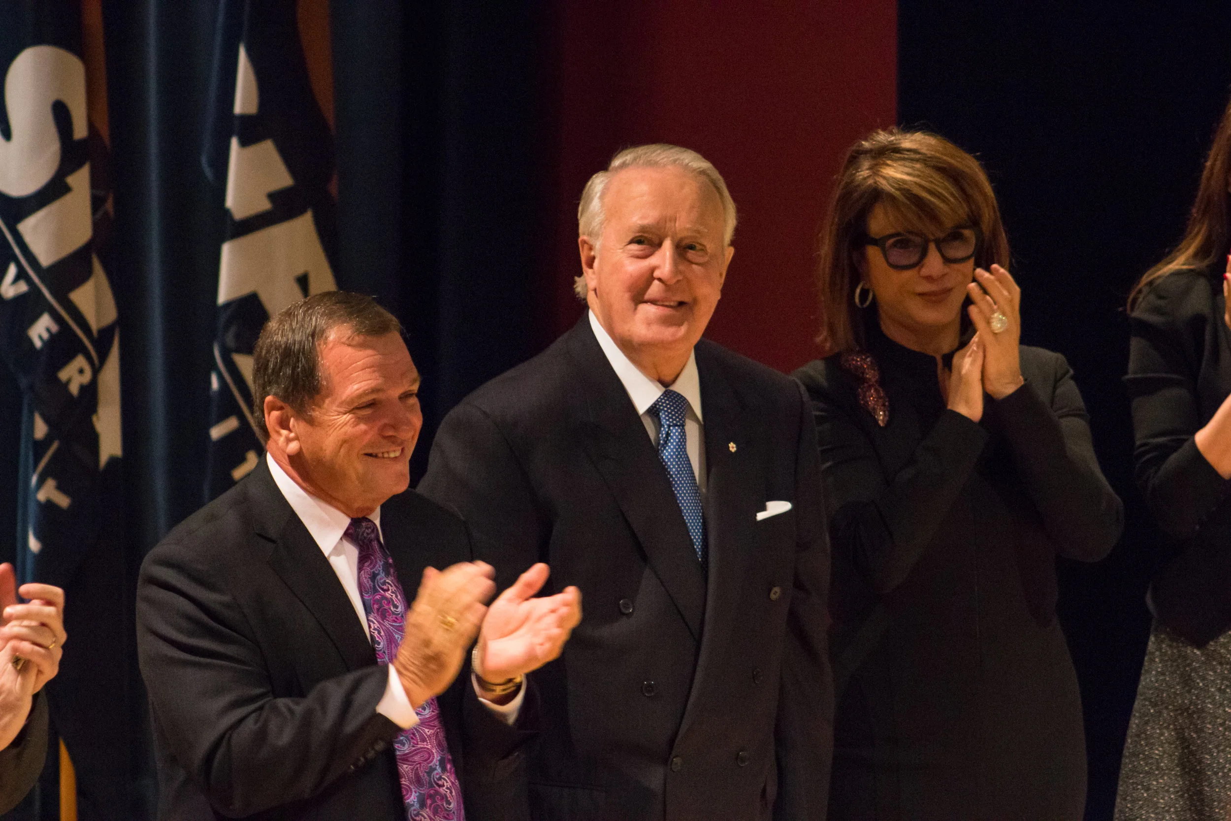 The Right Honourable Brian Mulroney, centre, with wife Mila Mulroney and Frank McKenna. Photo: Devon Chisholm. 