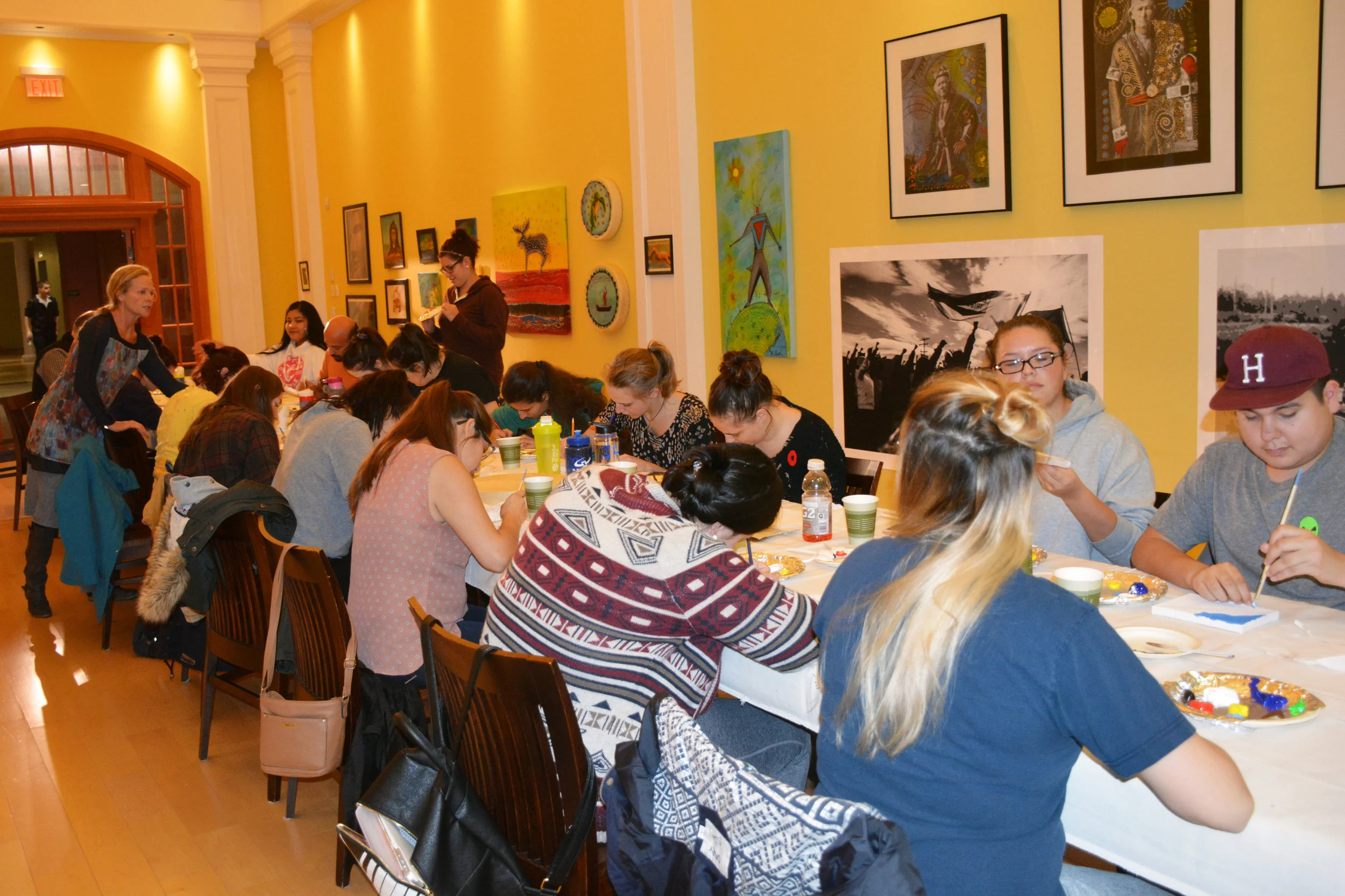  Anthropology students join Alan Syliboy, Coady Chair for Social Justice, for an evening of 'Painting Reconciliation'. The students' art work will be on display outside of the Aboriginal Student Lounge on 3rd floor Bloomfield. 