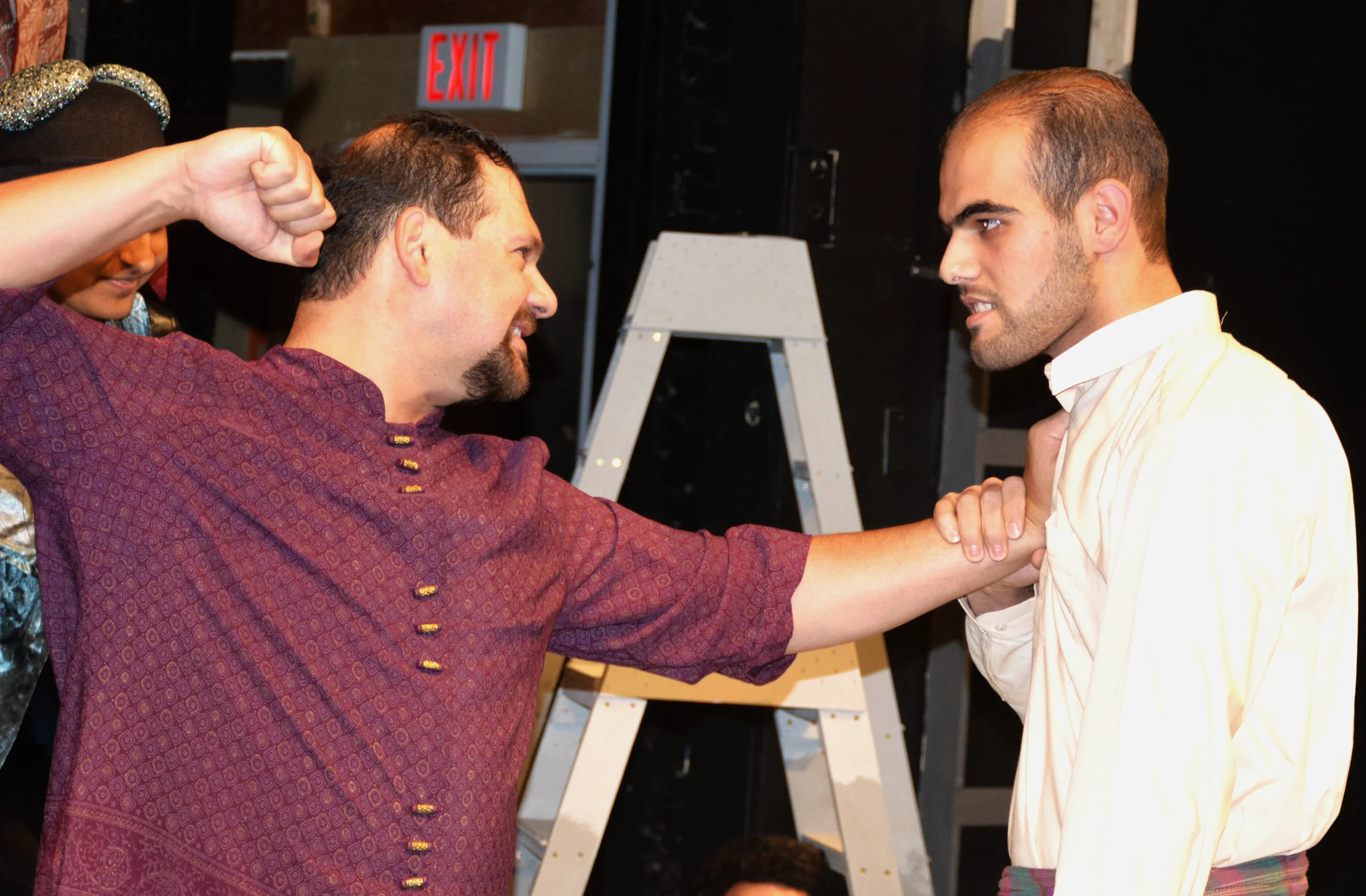  The cast of The Ash Girl rehearses a fight scene. The Ash Girl, directed by Andrea Boyd, opens Thursday, November 17th at 7:30pm at the Bauer Theatre.&nbsp; 
