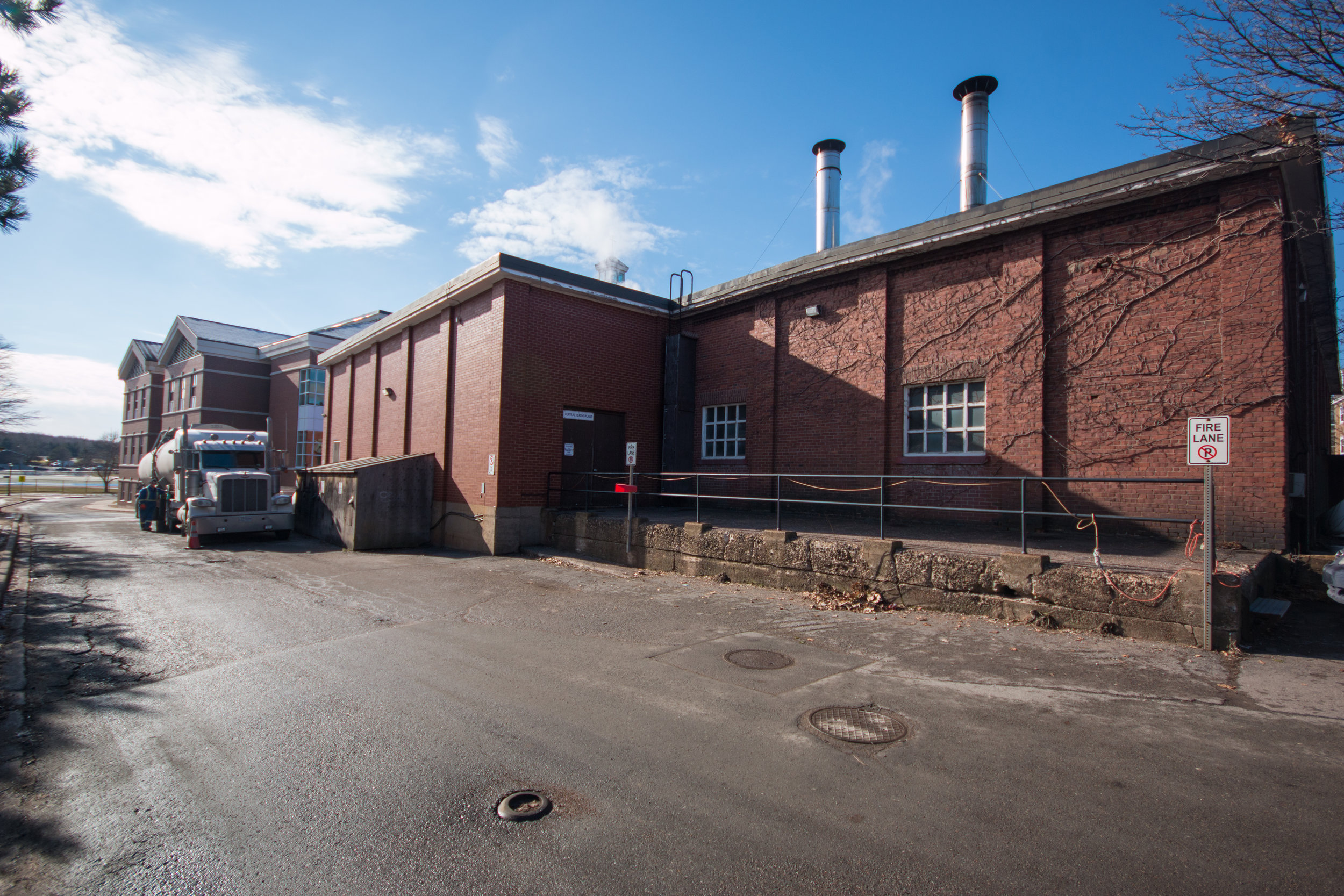  The central heating plant will eventually be moved to the outskirts of campus to allow for a pedestrian "quad,"&nbsp;reducing vehicular traffic in the area.&nbsp; 