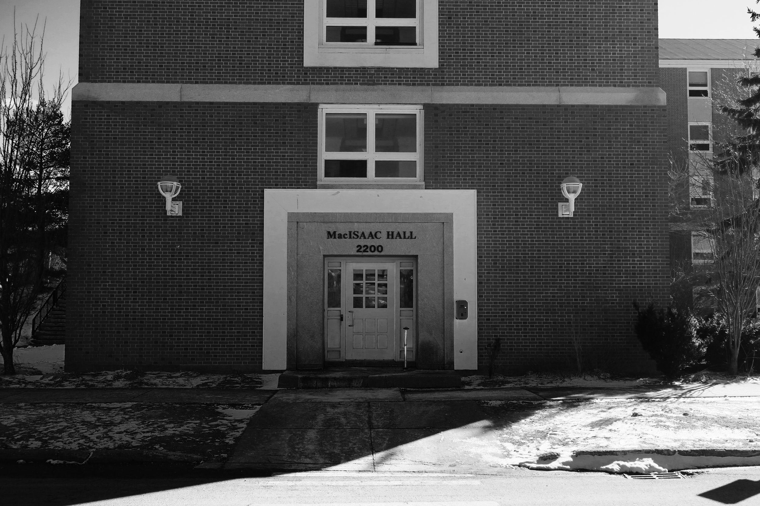 MacIsaac Hall entrance. Photo: Evan Perry.