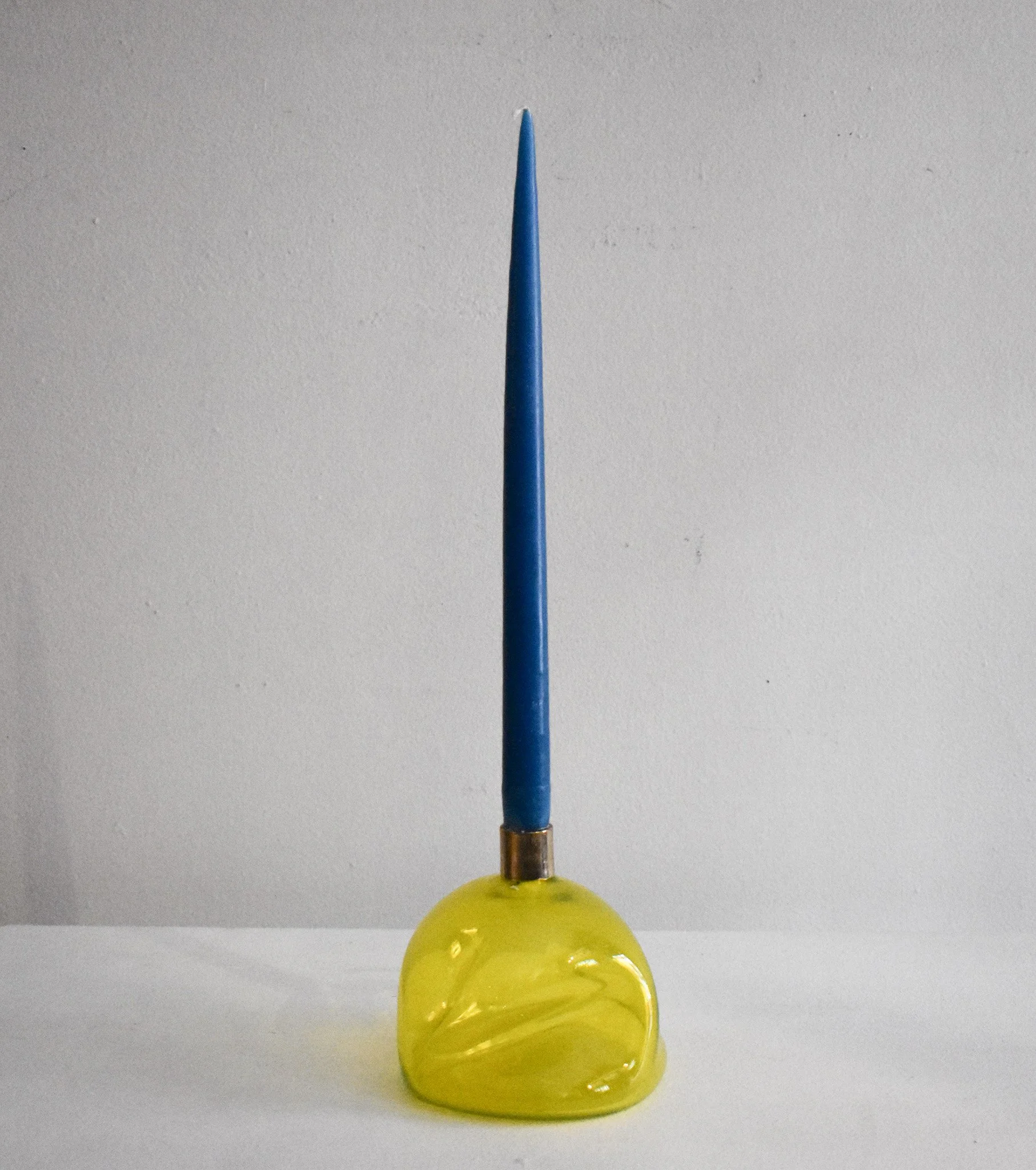 Yellow Glass Candle Holder