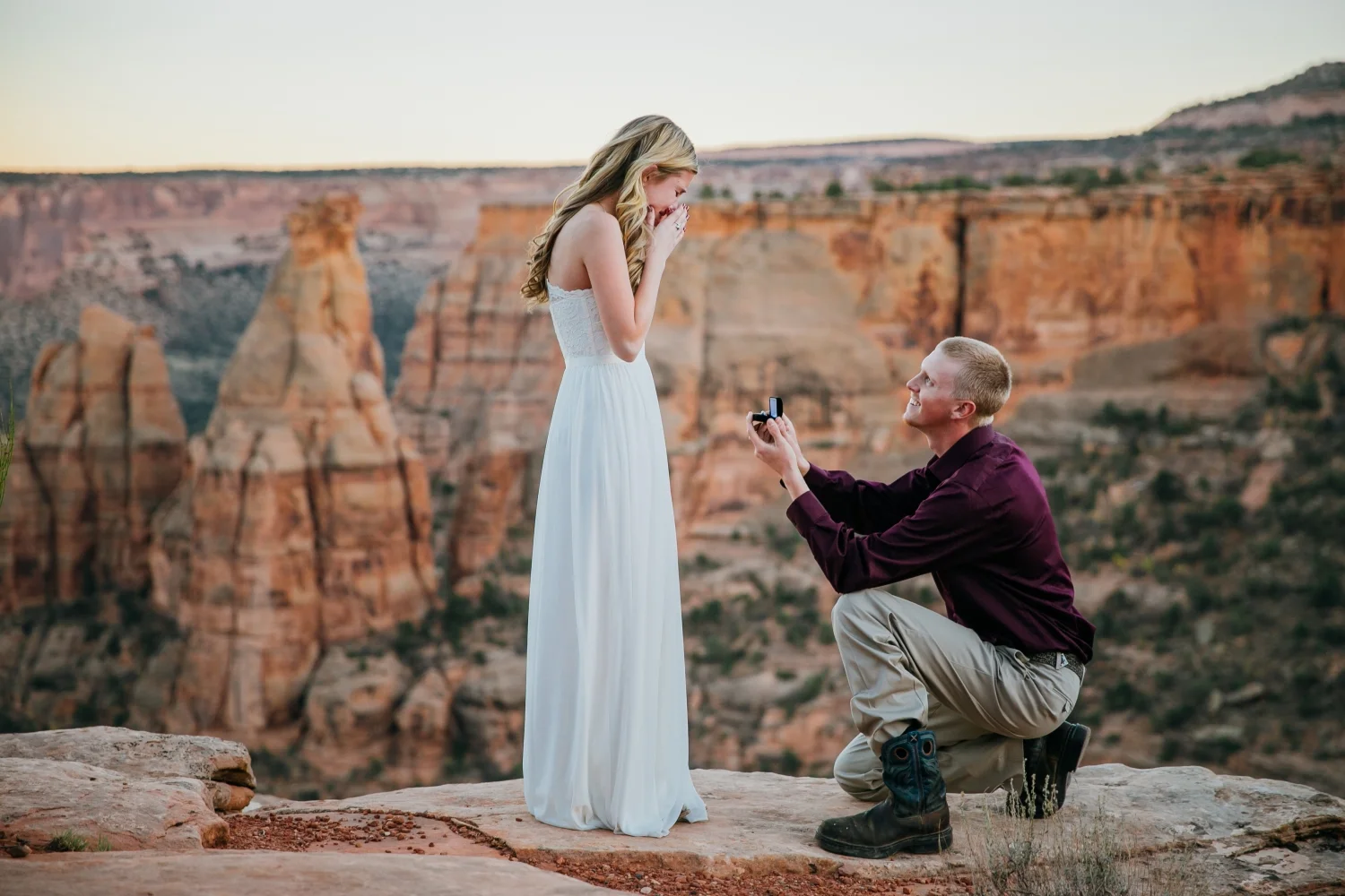 These two became engaged halfway through their session on the Colorado Monument! It was the most epic proposal I've ever photographed! View the gorgeous proposal HERE.