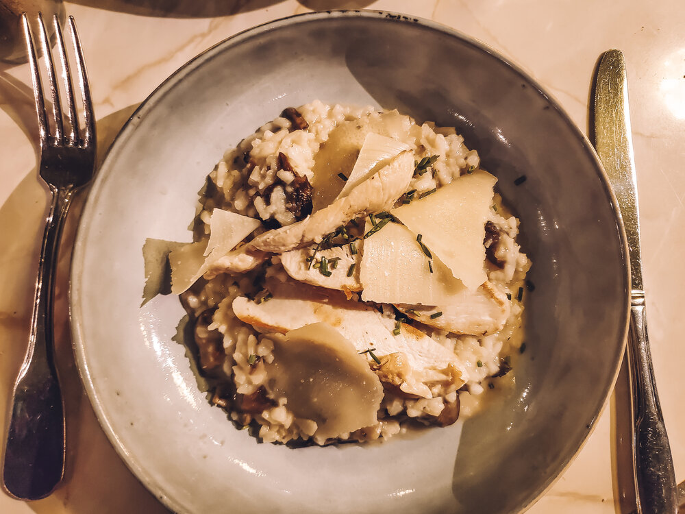 Chicken risotto and mushrooms