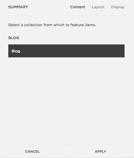 Blog content carousel summary block squarespace