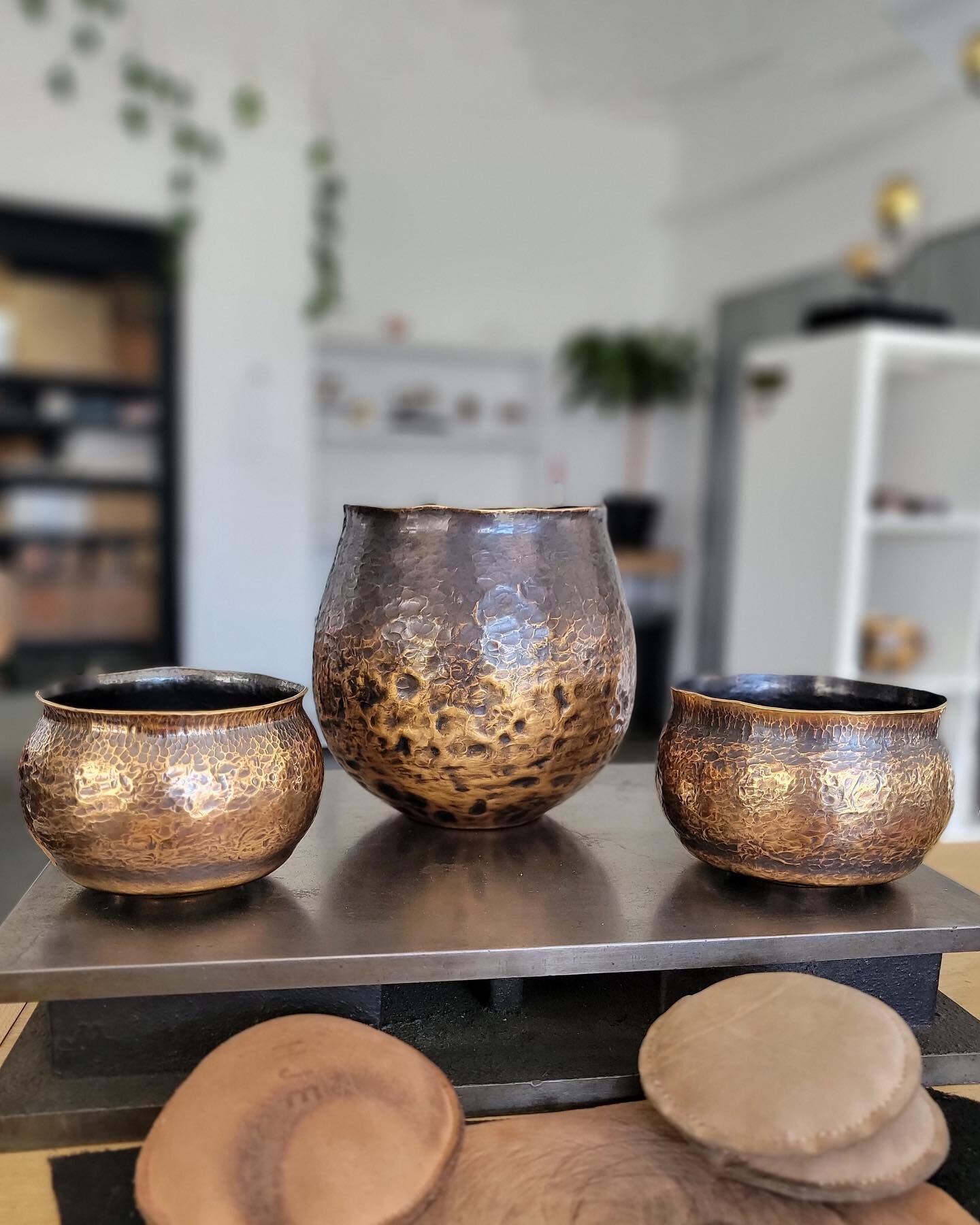 In between projects I&rsquo;ve been playing around with capturing a specific surface texture in a finished form. I&rsquo;m really excited with the larger vase, but all three pieces have a nice range of texture that shows the subtle movement of metal 