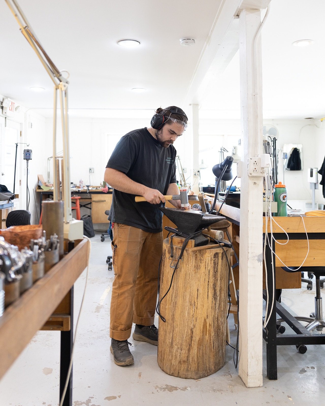 Some of the students working in the shop.