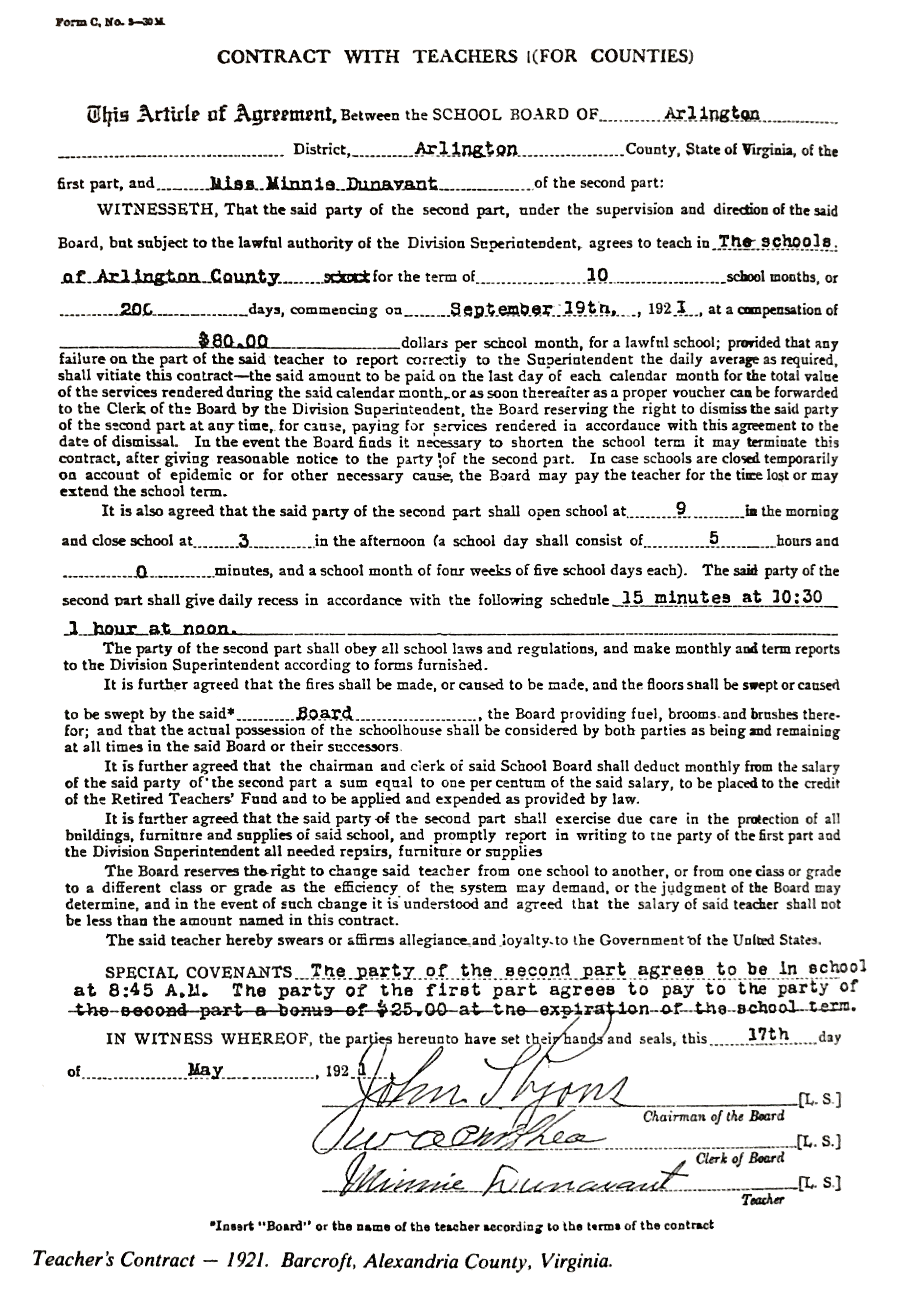 Contract with Teachers (For Counties) Click contract to enlarge.