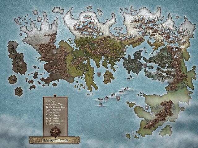 One of three #fantasymaps I&rsquo;m chipping away at. The Foundlands. Still a lot of work to do on it, but I&rsquo;m finding it very relaxing to work on this while staying in and #socialdistancing. Making with @inkarnaterpg