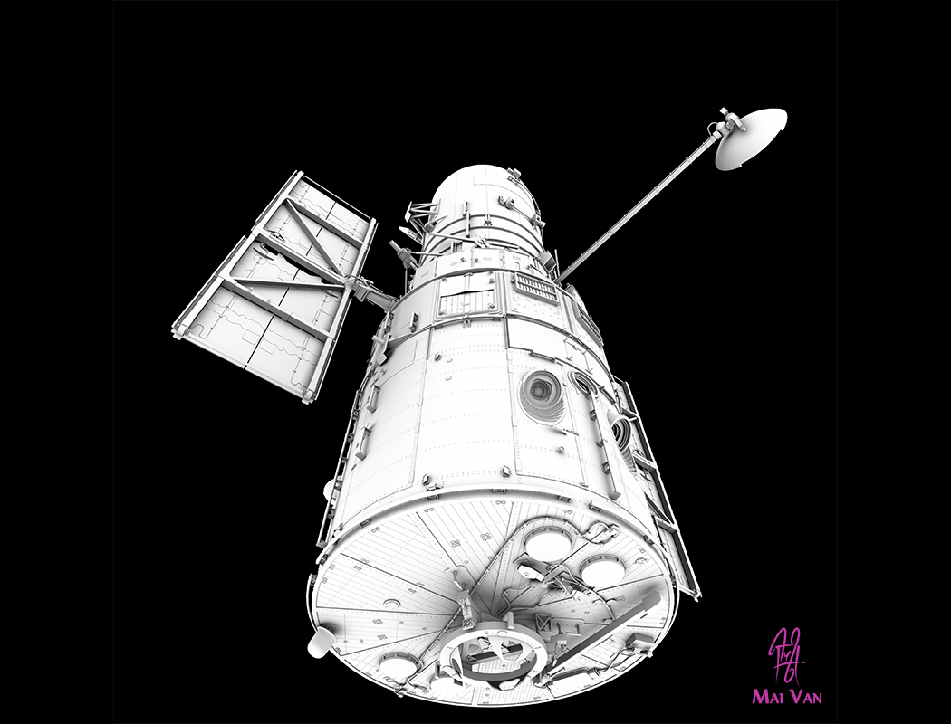 Hubble Space Telescope Hi-Rez model of the Hubble Space Telescope that I used in my "Visions of the Past" illustration.