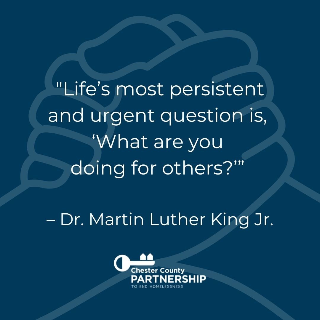 &quot;Life&rsquo;s most persistent and urgent question is, &lsquo;What are you doing for others?&rsquo;&rdquo; &ndash; Dr. Martin Luther King Jr.

Visit our Partners Directory to learn about opportunities to volunteer at https://endhomelessnesschesco