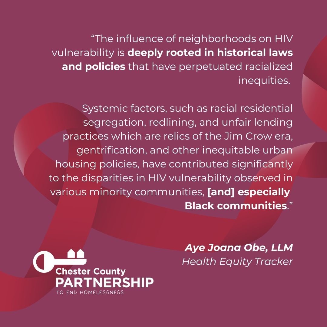 &ldquo;The influence of neighborhoods on HIV vulnerability is deeply rooted in historical laws and policies that have perpetuated racialized inequities&hellip; systemic factors, such as racial residential segregation, redlining, and unfair lending pr