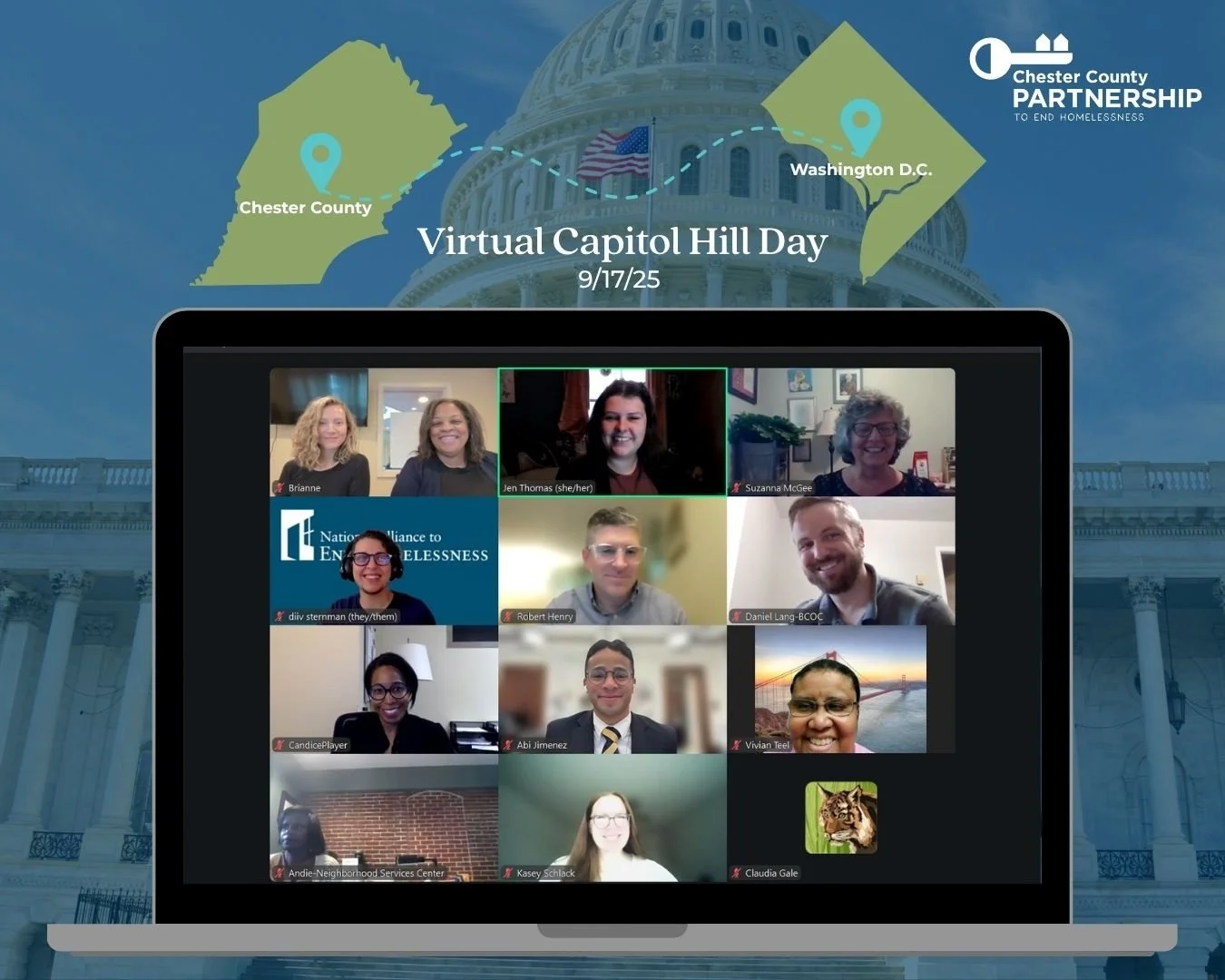 📣 Check out what the Partnership has been up to! 📣

💻 On September 17, 2025, Rob, CCPEH Administrator, and Kasey, CCPEH Coordinator, attended Virtual Capitol Hill Day hosted by @naeh_endhomelessness and regionally led by @housingallianceofpa

🤝 R