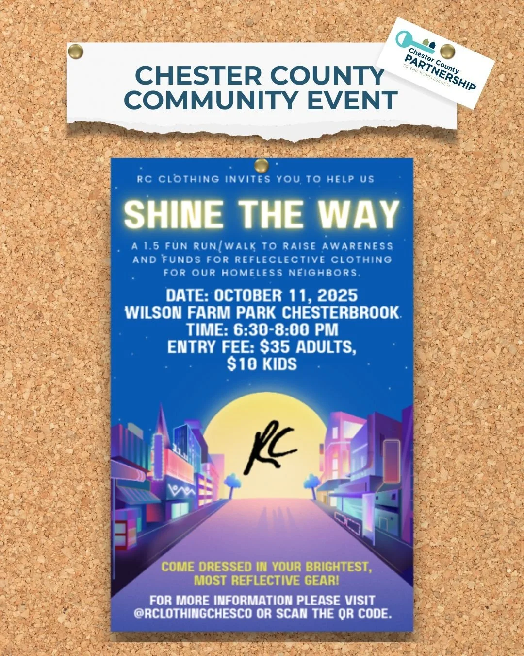 ✨ Two impactful community events are coming up&mdash;join us! ✨

👟 @rcclothingchesco Shine the Way 1.5 Fun Walk/Run
📅 October 11, 2025 | ⏰ 6:30&ndash;8:30 PM
📍 Wilson Farm Park, Chesterbrook
 
🤝 Rethink Poverty (Poverty Simulation)
📅 October 17,