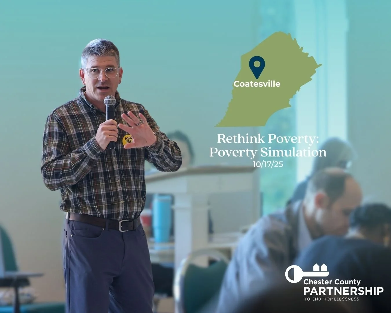 🔎 Rethinking Poverty in Chester County 🔎

🧩 On October 17, the Partnership and Chester County Department of Community Development participated in the "Rethink Poverty" poverty simulation.

👥 Rob Henry (CCPEH) served as facilitator, whil