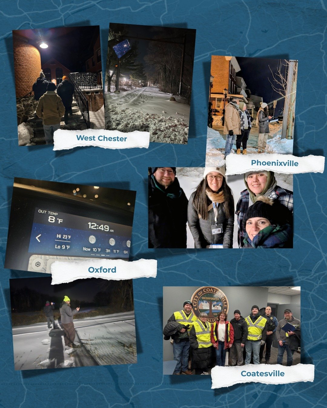 ❄️On the night of Janurary 28th, 9 teams of volunteers completed the 2026 Point-in-Time (PIT) Count across Chester County.

Take a look at the photos in this post to see the teams in West Chester, Phoenixville, Coatesville, and Oxford in action.

📸T