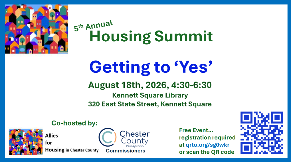 Event flyer for the 5th Annual Housing Summit hosted by Allies for Housing of Chester County