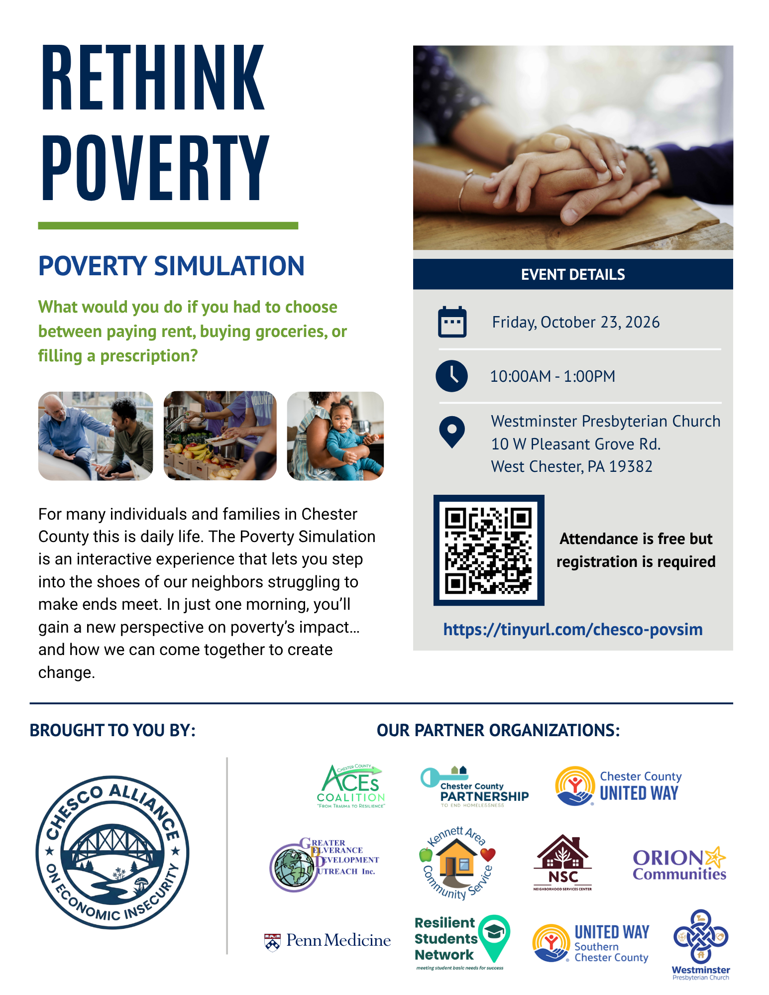 Flyer for the 2026 Poverty Simulation