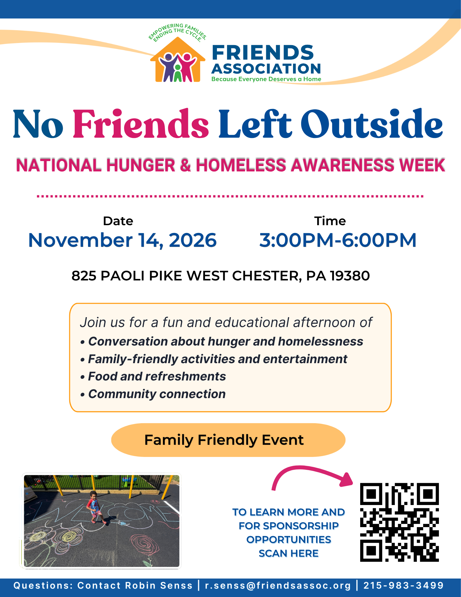 Flyer for a National Hunger & Homelessness Awareness Week Event hosted by Friends Association