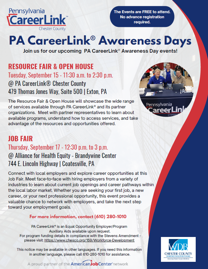PA Career Link Awareness Days Flyer