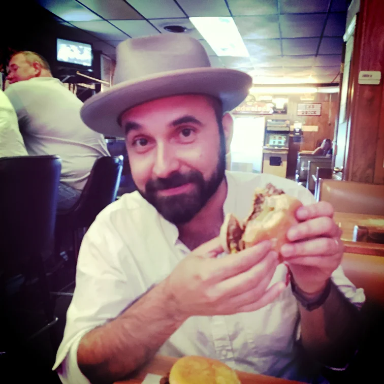 Me on another burger safari. The legendary Brick in Jonesville, Indiana